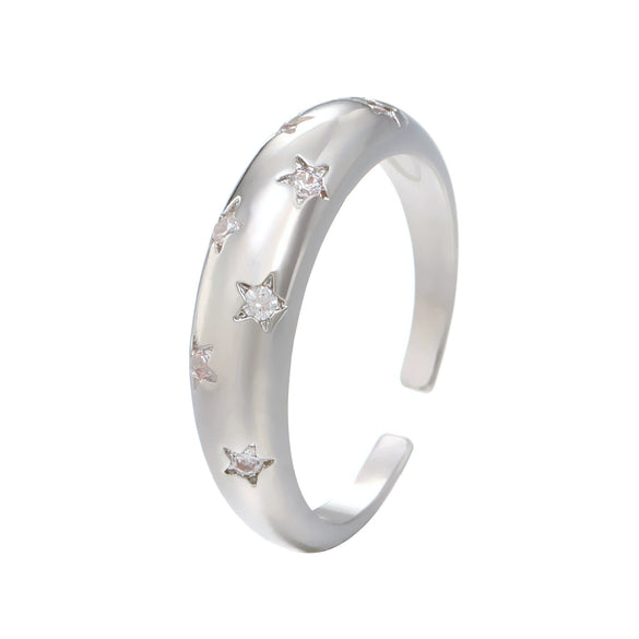 Wholesale Geometric Zircon Star Open Ring For Women Copper Retro Creative Fashion