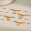 Wholesale Geometric Zircon Tbar Pendant Necklace Stainless Steel 18K Gold Plated For Women