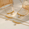 Wholesale Geometric Zircon Tbar Pendant Necklace Stainless Steel 18K Gold Plated For Women