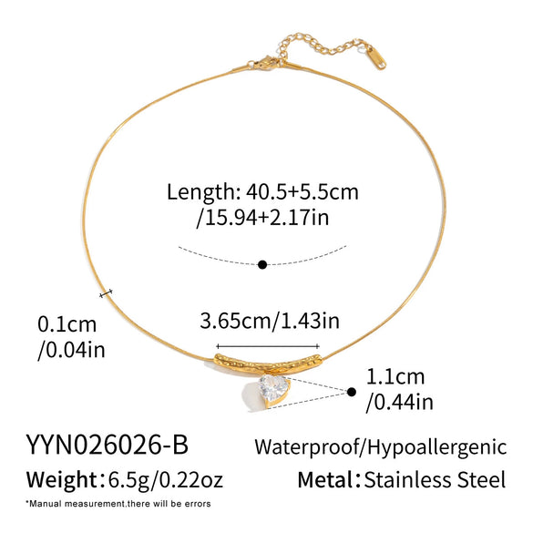 Wholesale Geometric Zircon Tbar Pendant Necklace Stainless Steel 18K Gold Plated For Women