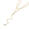 Wholesale Geometric Zircon Yshaped Stainless Steel Doublelayer 18K Gold Plated Necklace For Women