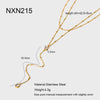 Wholesale Geometric Zircon Yshaped Stainless Steel Doublelayer 18K Gold Plated Necklace For Women