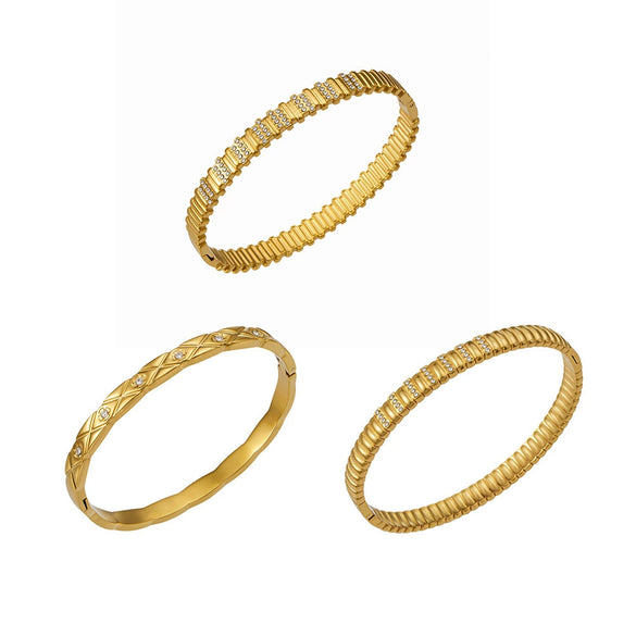 Wholesale Geometric Zirconencrusted Stainless Steel 18K Goldplated Women's Bracelet