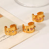 Wholesale Geometric Zirconia Inlaid Stainless Steel Open Ring 18K Gold Plated For Women