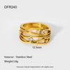 Wholesale Geometric Zirconinlaid Hollow Stainless Steel 18K Goldplated Ring For Women