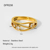 Wholesale Geometric Zirconinlaid Hollow Stainless Steel 18K Goldplated Ring For Women