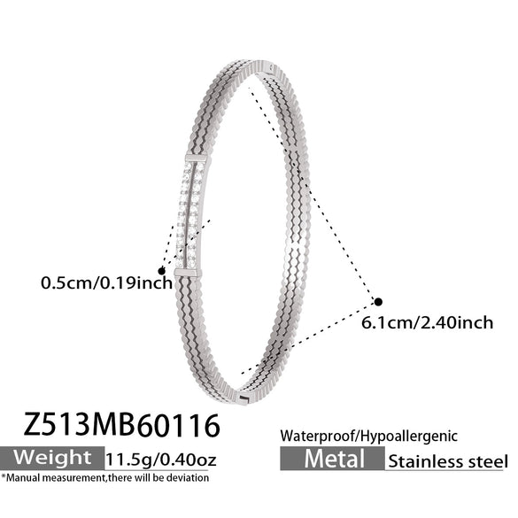 Wholesale Geometric Zirconinlaid Stainless Steel 18K Gold Plated Bracelet Set Accessories