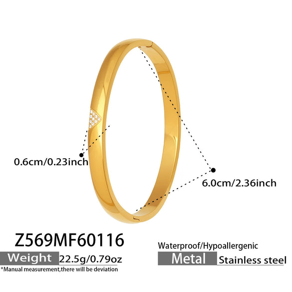 Wholesale Geometric Zirconinlaid Stainless Steel 18K Gold Plated Bracelet Set Accessories