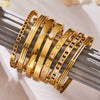 Wholesale Geometric Zirconinlaid Stainless Steel 18K Gold Plated Bracelet Set Accessories