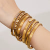 Wholesale Geometric Zirconinlaid Stainless Steel 18K Gold Plated Bracelet Set Accessories