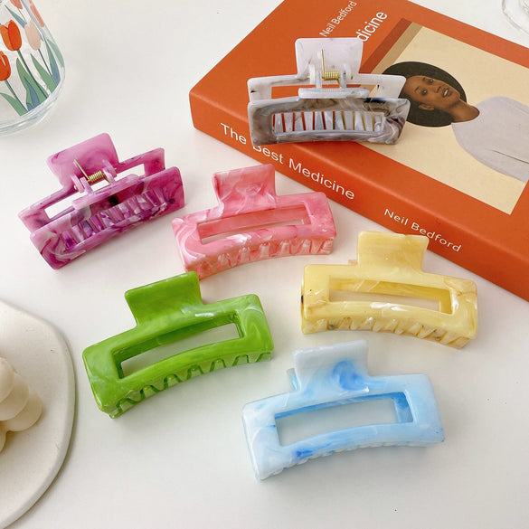 Wholesale Girl Hair Clip Hair Accessories Marble Pattern Plastic Resin Handmade