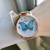 Wholesale Girl's Butterfly Alloy Case Stainless Steel Belt Round Dial Retro Style Bracelet Watch
