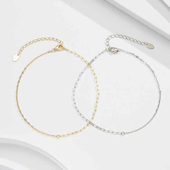 Wholesale Girls Casual S925 Sterling Silver Geometric Anklet