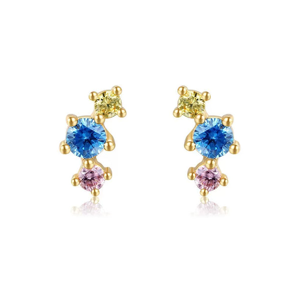 Wholesale Girls Cute Fruit Style Zircon Earrings Made Of Environmental Protection Copper With 925 Silver Needle And Real Gold Plating
