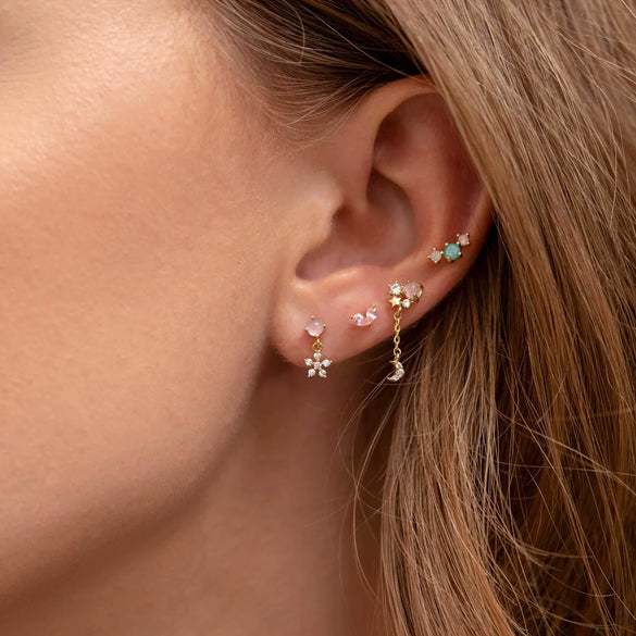 Wholesale Girls Cute Fruit Style Zircon Earrings Made Of Environmental Protection Copper With 925 Silver Needle And Real Gold Plating