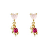 Wholesale Girls Cute Fruit Style Zircon Earrings Made Of Environmental Protection Copper With 925 Silver Needle And Real Gold Plating