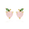 Wholesale Girls Cute Fruit Style Zircon Earrings Made Of Environmental Protection Copper With 925 Silver Needle And Real Gold Plating