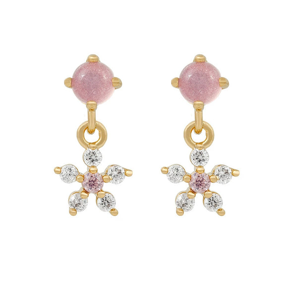 Wholesale Girls Cute Fruit Style Zircon Earrings Made Of Environmental Protection Copper With 925 Silver Needle And Real Gold Plating