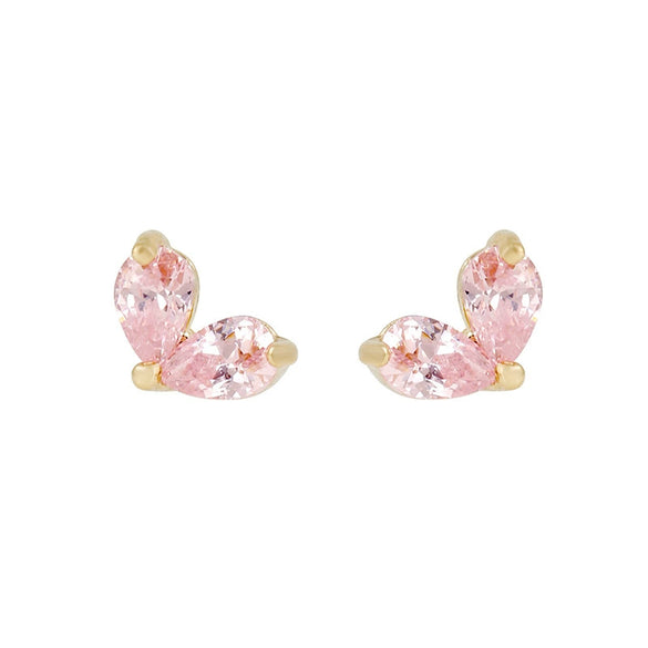 Wholesale Girls Cute Fruit Style Zircon Earrings Made Of Environmental Protection Copper With 925 Silver Needle And Real Gold Plating