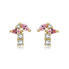 Wholesale Girls Cute Fruit Style Zircon Earrings Made Of Environmental Protection Copper With 925 Silver Needle And Real Gold Plating