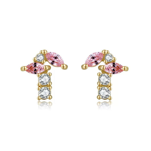 Wholesale Girls Cute Fruit Style Zircon Earrings Made Of Environmental Protection Copper With 925 Silver Needle And Real Gold Plating