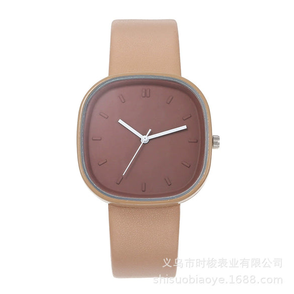Wholesale Girls' Fashionable Square Alloy And Imitation Leather Quartz Watch In Minimalist Style