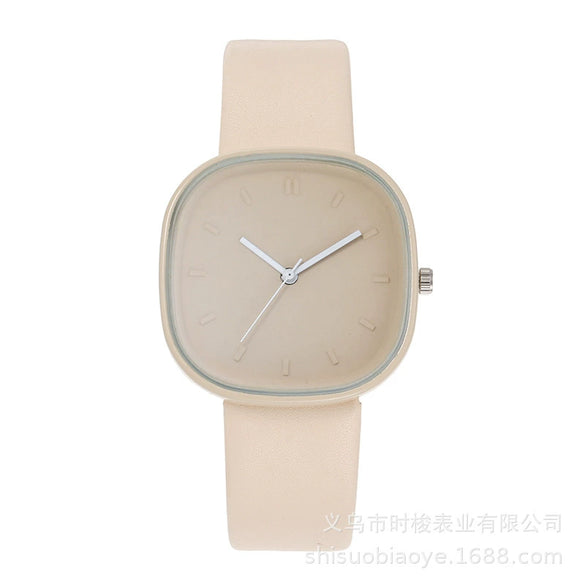 Wholesale Girls' Fashionable Square Alloy And Imitation Leather Quartz Watch In Minimalist Style