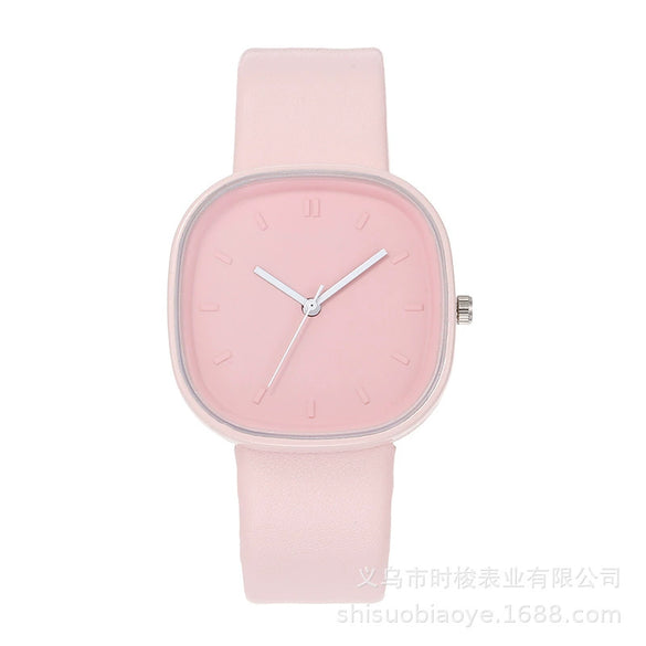Wholesale Girls' Fashionable Square Alloy And Imitation Leather Quartz Watch In Minimalist Style