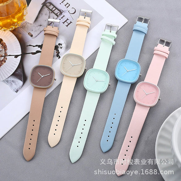 Wholesale Girls' Fashionable Square Alloy And Imitation Leather Quartz Watch In Minimalist Style