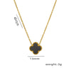 Wholesale Girls' Geometric Doublesided Fourleaf Clover Titanium Steel 18K Gold Plated Ochain Pendant Necklace Light Luxury Style