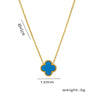 Wholesale Girls' Geometric Doublesided Fourleaf Clover Titanium Steel 18K Gold Plated Ochain Pendant Necklace Light Luxury Style
