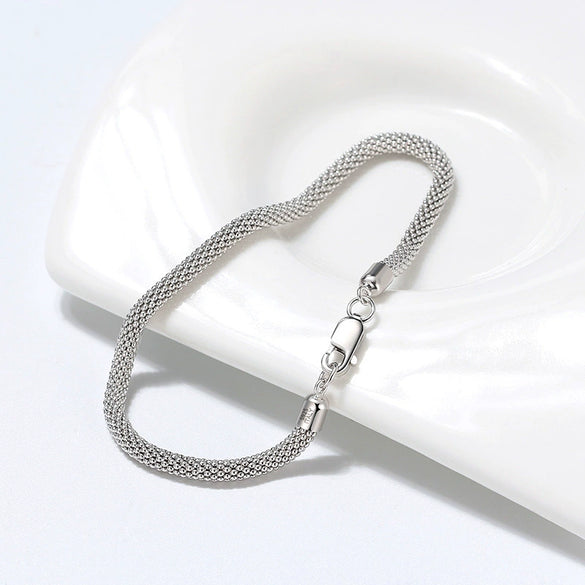 Wholesale Girls Jewelry S925 Sterling Silver Geometric Corn Bracelet Electroplated