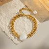 Wholesale Girls Pearl Stainless Steel Geometric Electroplated Elegant Environmentally Friendly Jewelry Accessories Bracelet