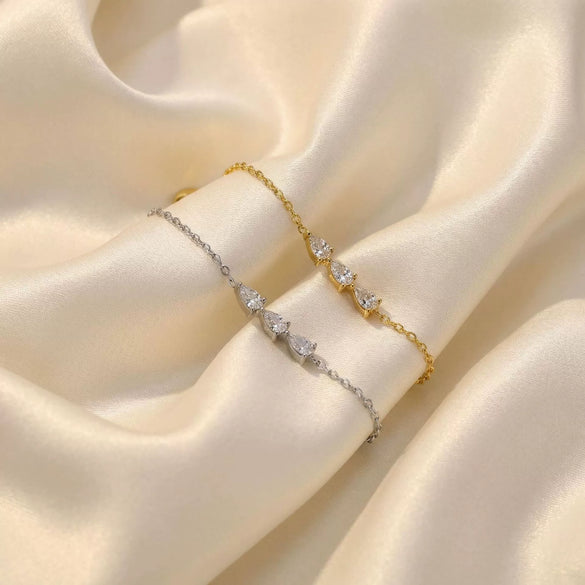Wholesale Girls Retro Water Drop Geometric Diamondencrusted Stainless Steel Vacuum Plated Bracelet