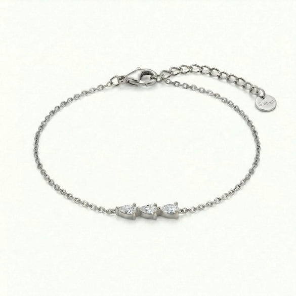 Wholesale Girls Retro Water Drop Geometric Diamondencrusted Stainless Steel Vacuum Plated Bracelet