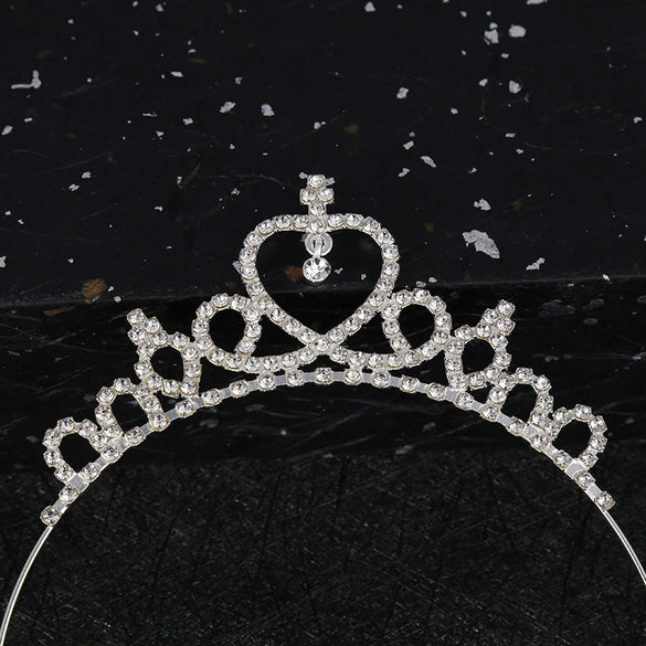 Wholesale Girls Rhinestone Alloy Electroplated Three Dimensional Crown Hairband Jewelry