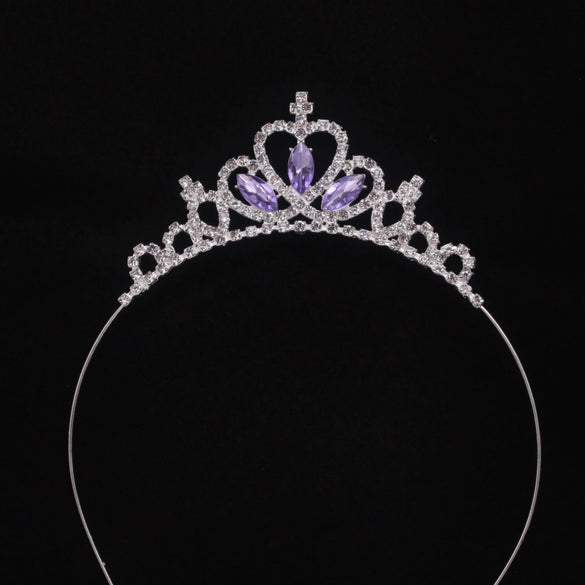 Wholesale Girls Rhinestone Alloy Electroplated Three Dimensional Crown Hairband Jewelry