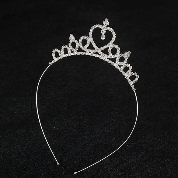 Wholesale Girls Rhinestone Alloy Electroplated Three Dimensional Crown Hairband Jewelry