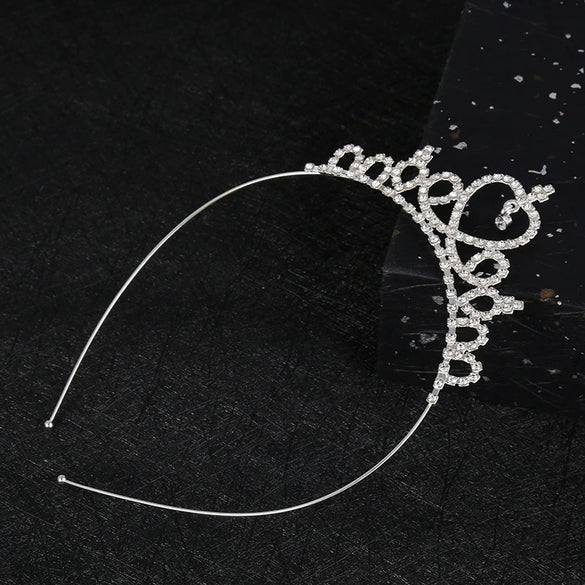Wholesale Girls Rhinestone Alloy Electroplated Three Dimensional Crown Hairband Jewelry