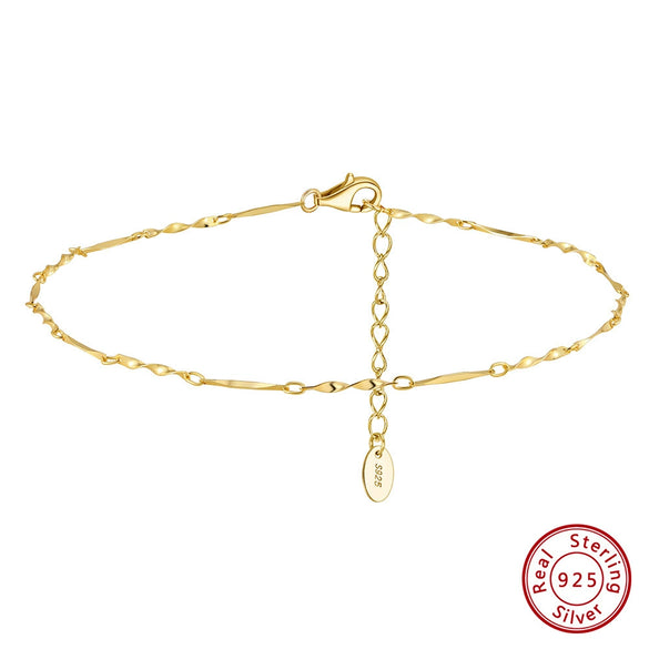 Wholesale Girls' S925 Sterling Silver Geometric Anklets Simple And Versatile