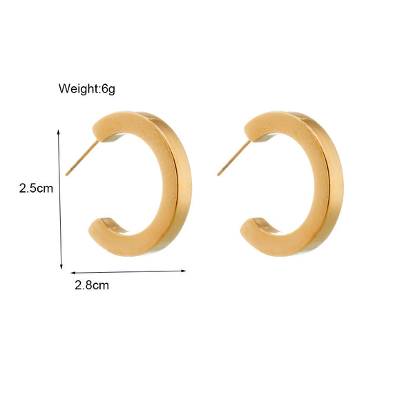 Wholesale Girls Stainless Steel Cshaped Hollow Geometric Earrings