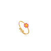 Wholesale Girls Stainless Steel Flower Ring With Electroplating Treatment