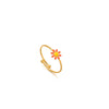 Wholesale Girls Stainless Steel Flower Ring With Electroplating Treatment