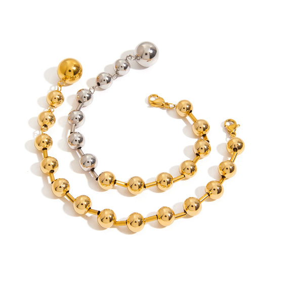 Wholesale Girls Stainless Steel Geometric Bead Chain Bracelet Jewelry With Gold And Silver Color Matching And Electroplating Design