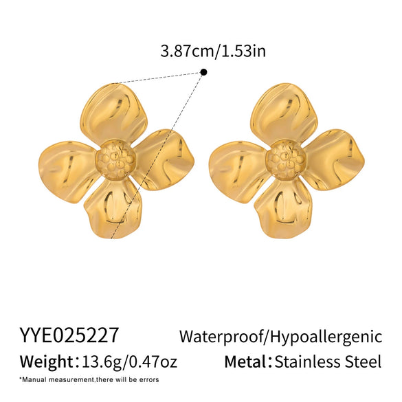 Wholesale Girls Summer Jewelry Set With Floral Stud Earrings And Rings In Stainless Steel With Electroplating