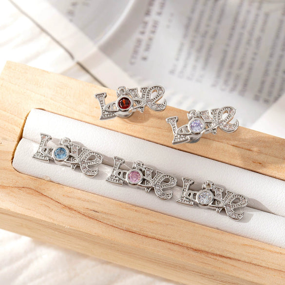 Wholesale Girls Titanium Steel Ear Nails With Geometric Design And Inlaid Zircon