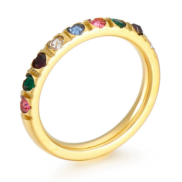 Wholesale Girls Titanium Steel Geometric Style Stacked Ring With Electroplating Treatment