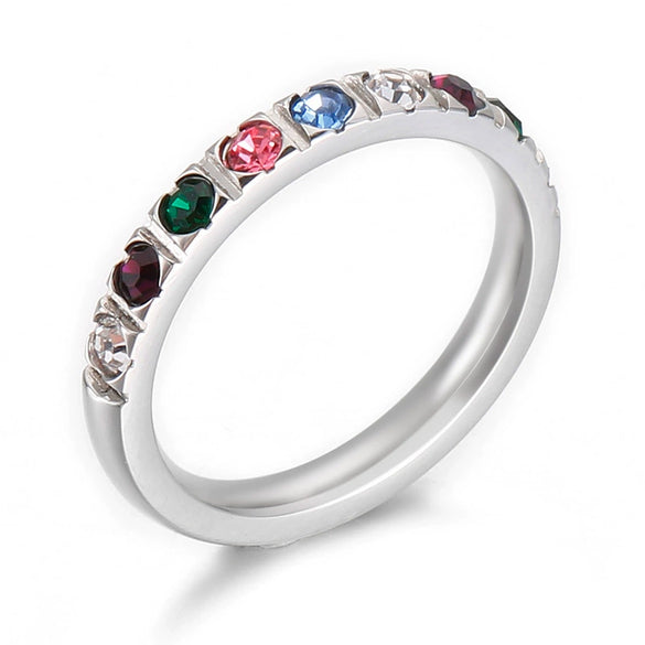 Wholesale Girls Titanium Steel Geometric Style Stacked Ring With Electroplating Treatment