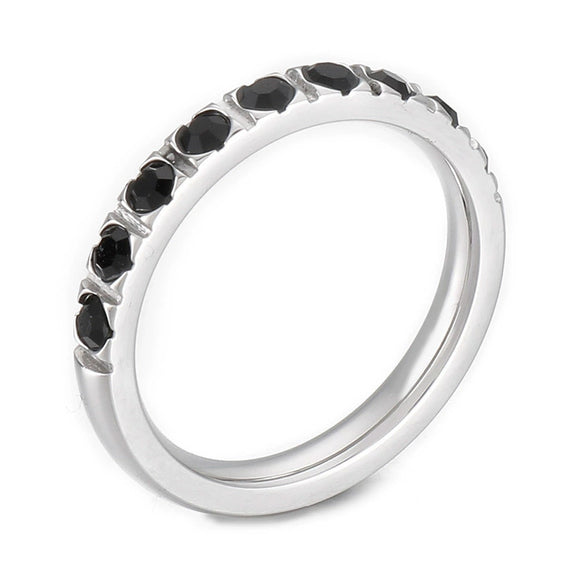 Wholesale Girls Titanium Steel Geometric Style Stacked Ring With Electroplating Treatment
