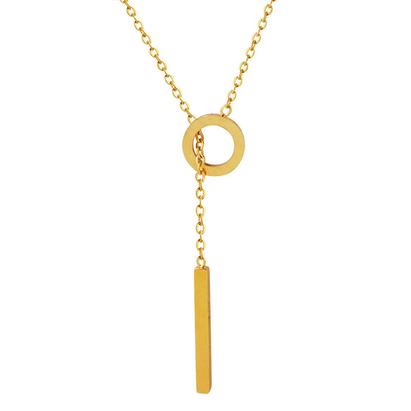 Wholesale Girls' Titanium Steel Niche Necklace With Ot Buckle Tassel Pull Clavicle Chain And Geometric Design Electroplated